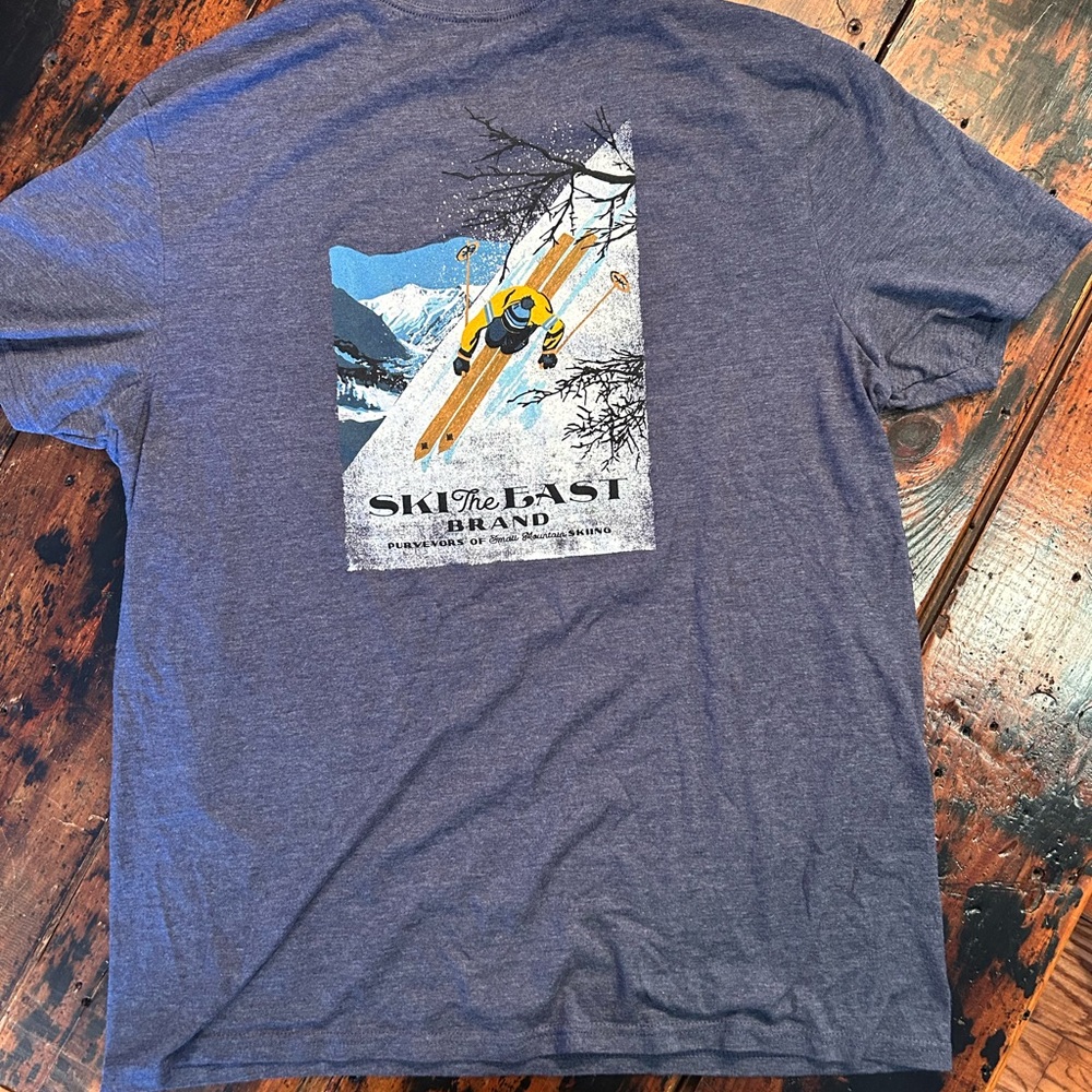 Blue Short Sleeve Tee with Graphic Print